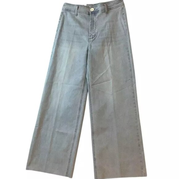 NWT OAT New York High Waist Wide Leg Raw Hem Light Wash Jeans Size 8 (29x30) - Picture 1 of 9